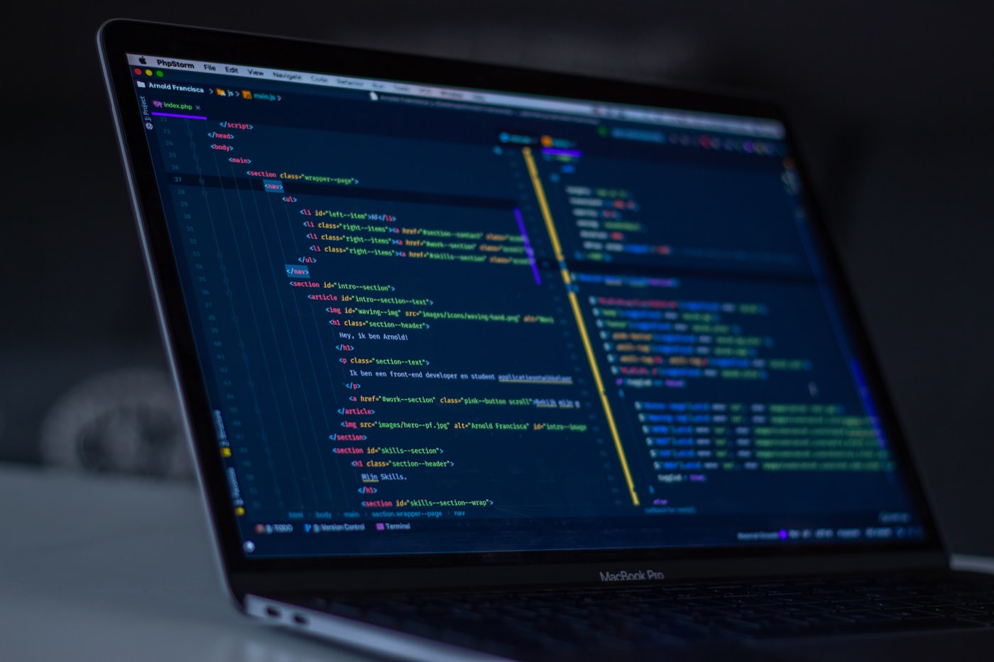 Source code displayed on a dark monitor